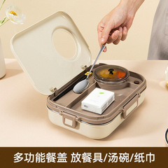 IYR7304不鏽鋼飯盒保溫上班族小學生分格便當盒分隔食堂打飯餐盒