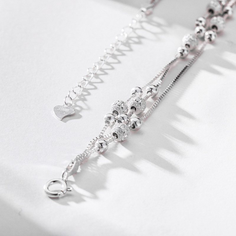 Estilo de lujo ligero Sansheng III Pulsera de plata pura S990 Joyas de plata esterlina Joyas de plata de moda femenina Regalos de cumpleaños de Navidad y Año Nuevo