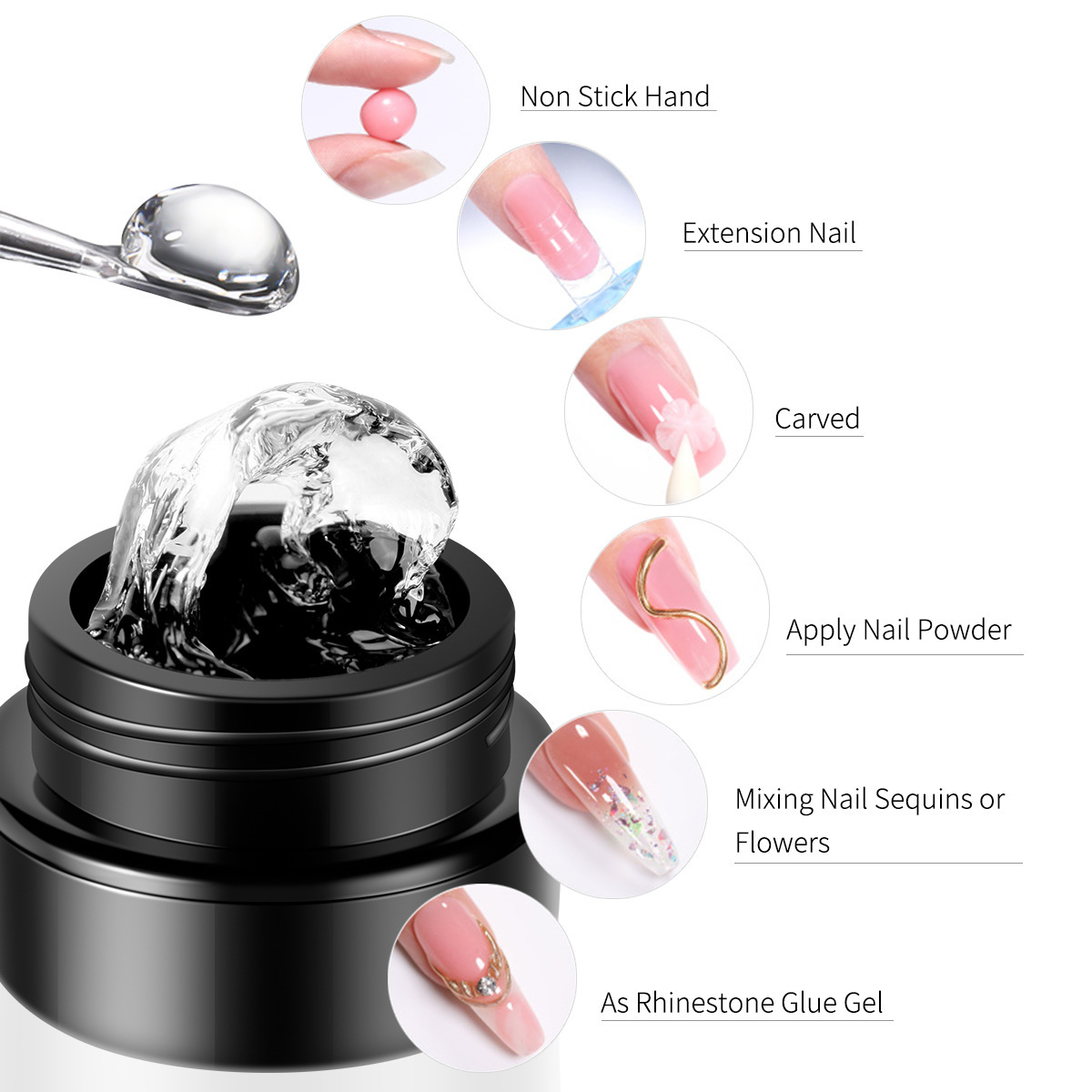 Gel Sólido Esculpible para Extensión de Uñas Fórmula No Pegajosa