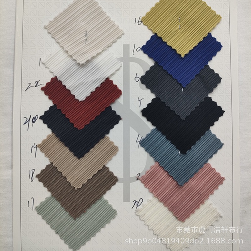 现货230g不规则大小坑条罗纹布 涤纶弹力仿棉美人条 直条打底螺纹