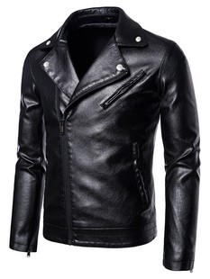 Cross-border Leather Men's Large Lapel Slim-fit Short Work Leather Jacket Men's Spring and Autumn Thin Coat Motorcycle Clothing