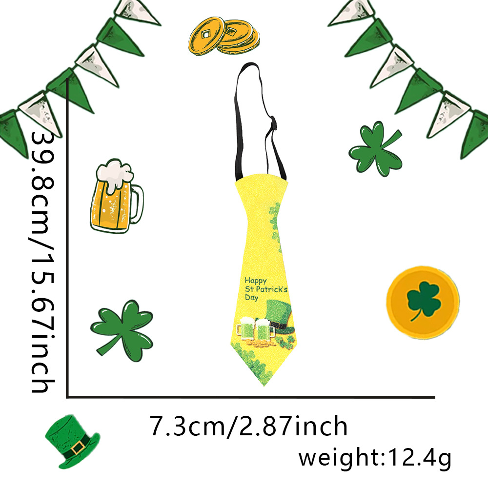 Día de San Patricio de los niños irlandeses corbata de trébol decoración de la fiesta de dibujos animados perezoso corbata sin nudos
