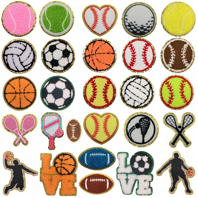 建興現物クロスボーダーサッカーバスケットボールラグビー野球シェニールタオル刺繍コンピュータ刺繍布貼り