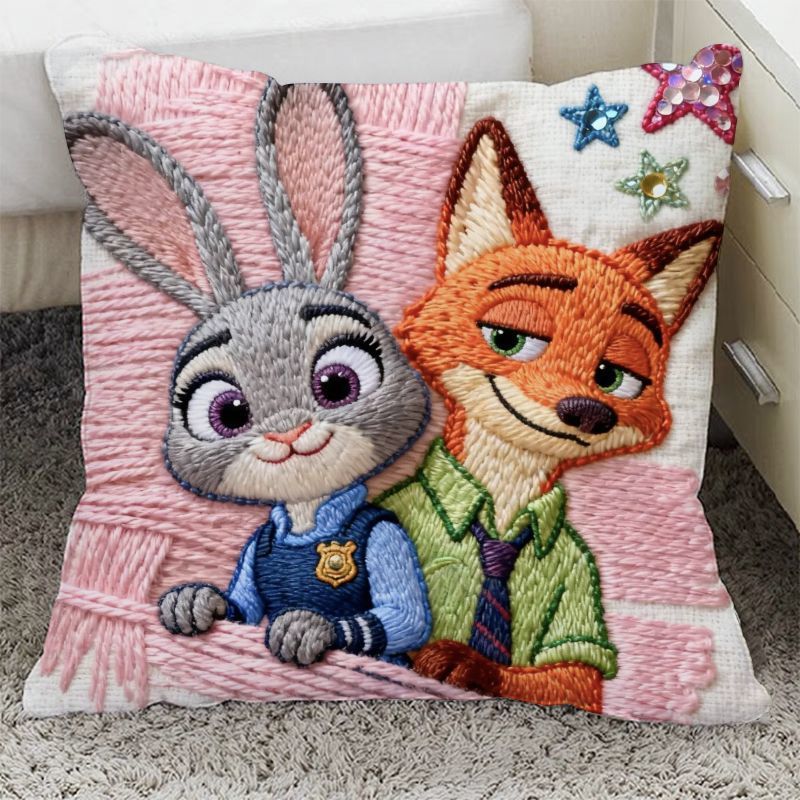 Zootopia Pillow Judy Nick Printed Cushion with Core Living Room Sofa Car Super Soft Waist Pillow