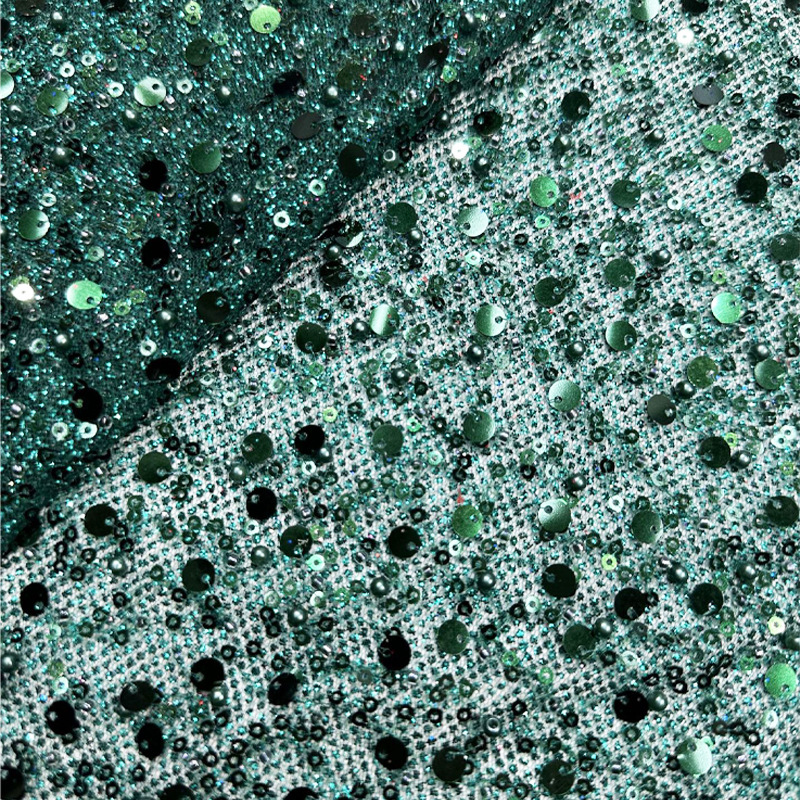 Fabricantes de comercio exterior transfronterizo punto bordado de polvo de polvo brillante tela vestido de boda ropa de moda tela