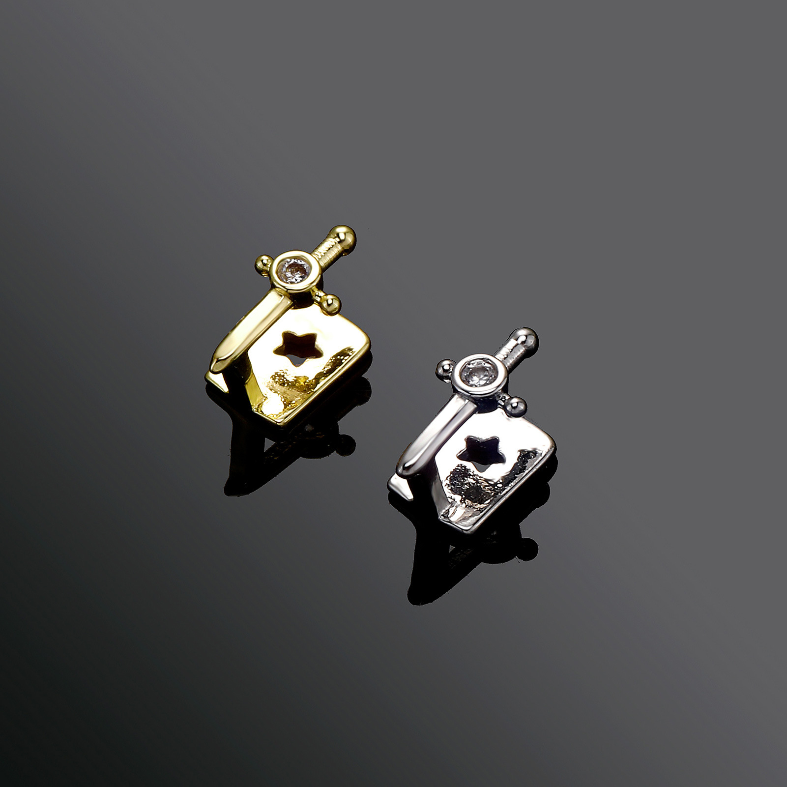 European American Copper Inlaid Zirconia With Unique Sword Shield Design, Full Diamond Braces For Men And Women, Hip-hop_voghion.com