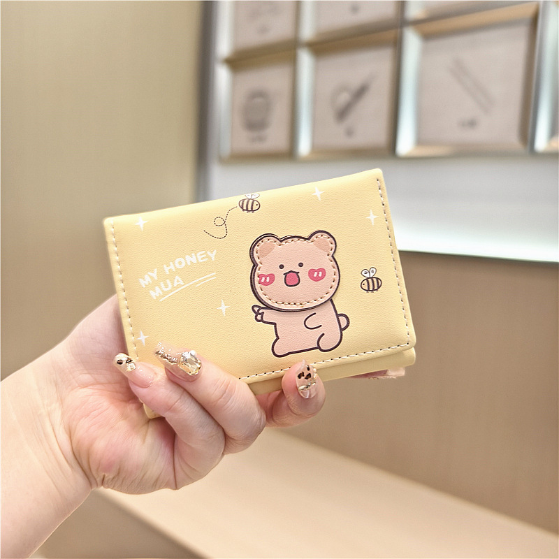 Special offer Daini Korean version of the new cartoon cute fun bear thin small small 30% discount short wallet for students
