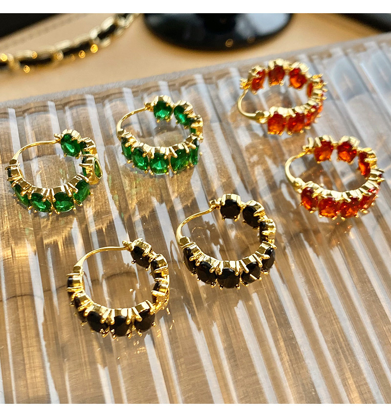 1 Pair Elegant Oval Inlay Copper Zircon Earrings display picture 8