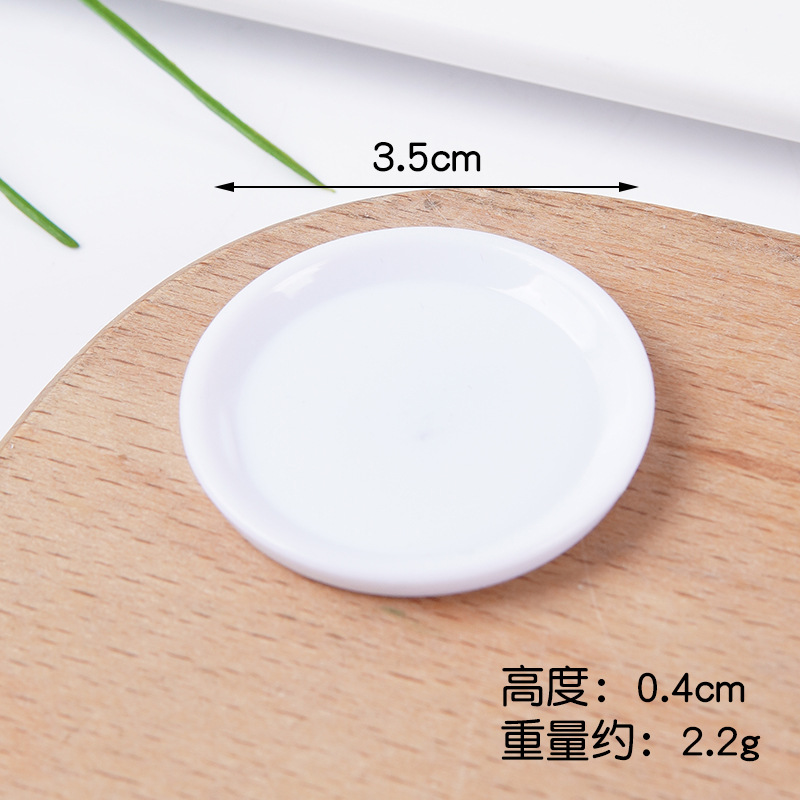 Plato pequeño de plástico blanco simulado para comida, mini plato de comida rápida, plato para bricolaje, juguete de comida, contenedor para pegamento en crema, accesorios.