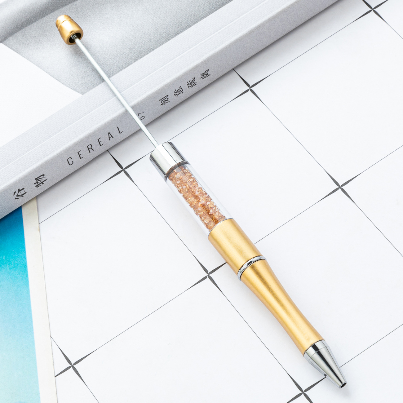 Bolígrafo con cuentas de cristal de bricolaje bolígrafo con cuentas de plástico giratorio multicolor bolígrafo de regalo publicitario creativo al por mayor