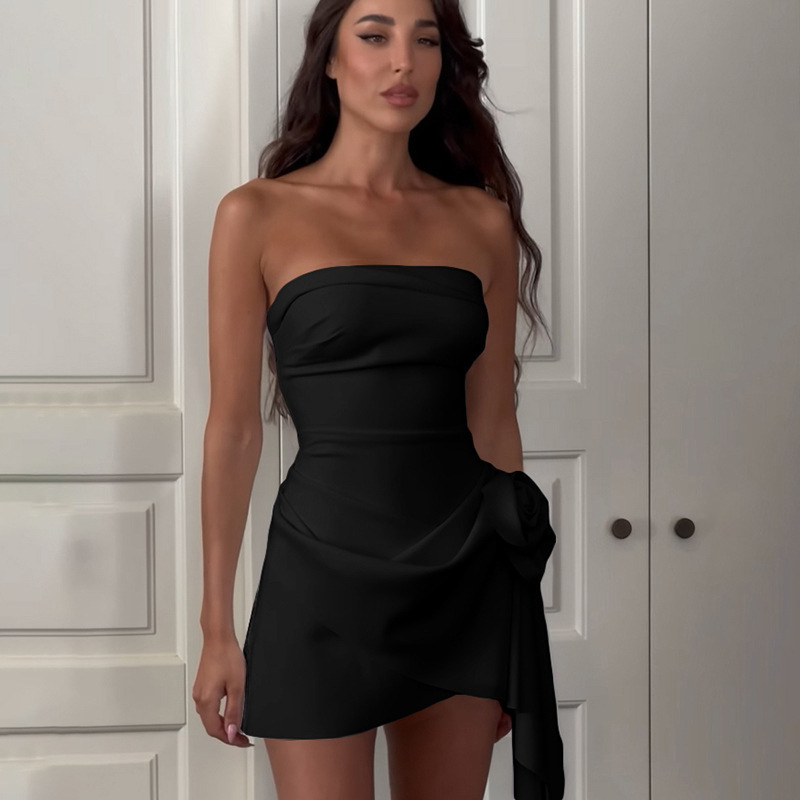 Sheath Dress Dresses Type Wholesale Women's Sexy Backless Solid Color Holiday Strapless Sleeveless Sheath Dress