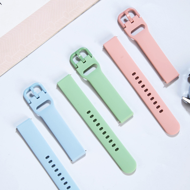 Aplicable Samsung Watch Silicone brazalete hebilla de color Huawei GT acero inoxidable Samsung hebilla correa de reloj deportivo mayorista