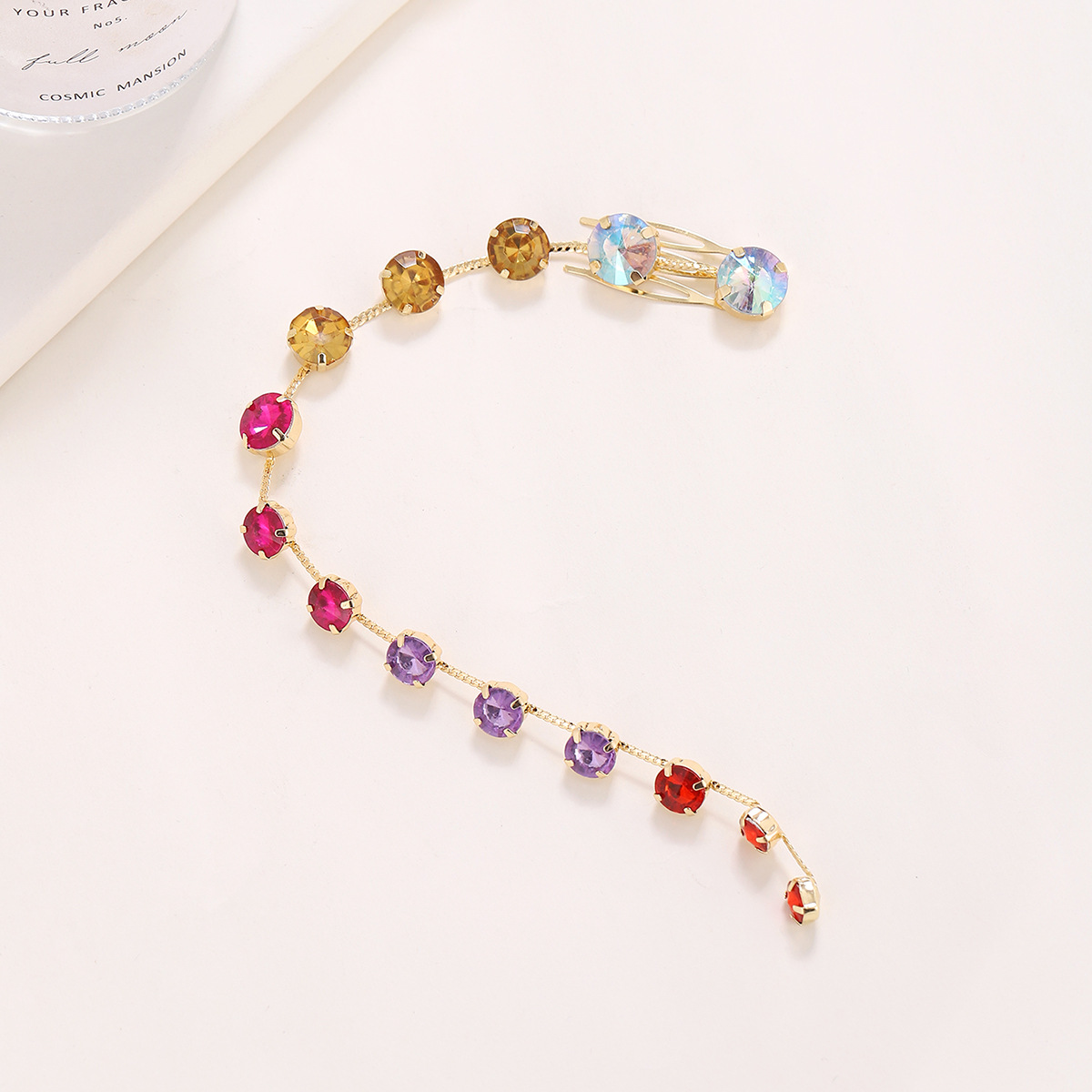 Europeo y americano transfronterizo accesorios para el cabello partido Cola de Caballo peine del pelo decorativo color rhinestone joya borla peine del pelo horquilla al por mayor