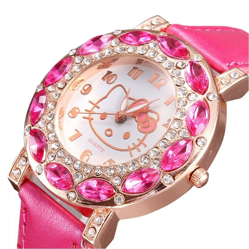 Hello Kitty, милые детские кварцевые часы с мультяшным принтом, в корейском стиле