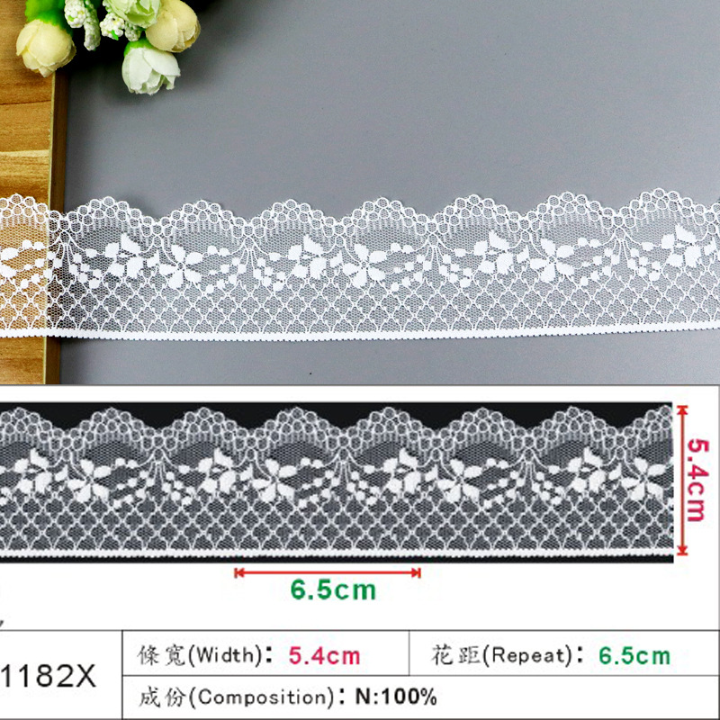 现货供应5.4CM方格圆圆几何图形波浪蕾丝花边DIY服装蕾丝手感柔软