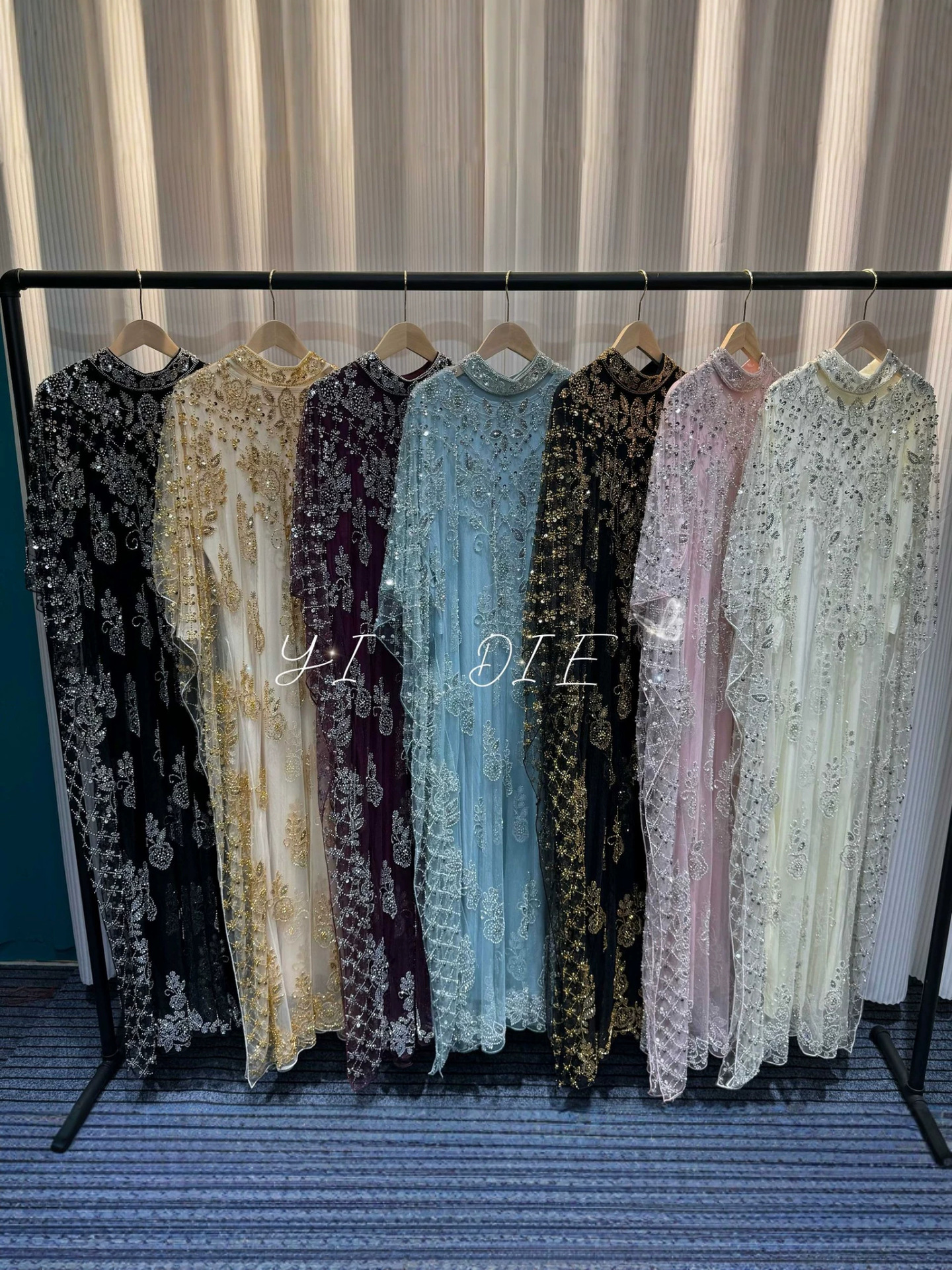 Embroidery Beading Sequin Mesh Evening Dress Gown