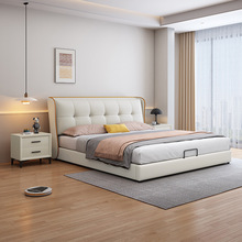 简约布艺床现代主卧北欧双人床软包1.8米小户型储物免洗科技布床