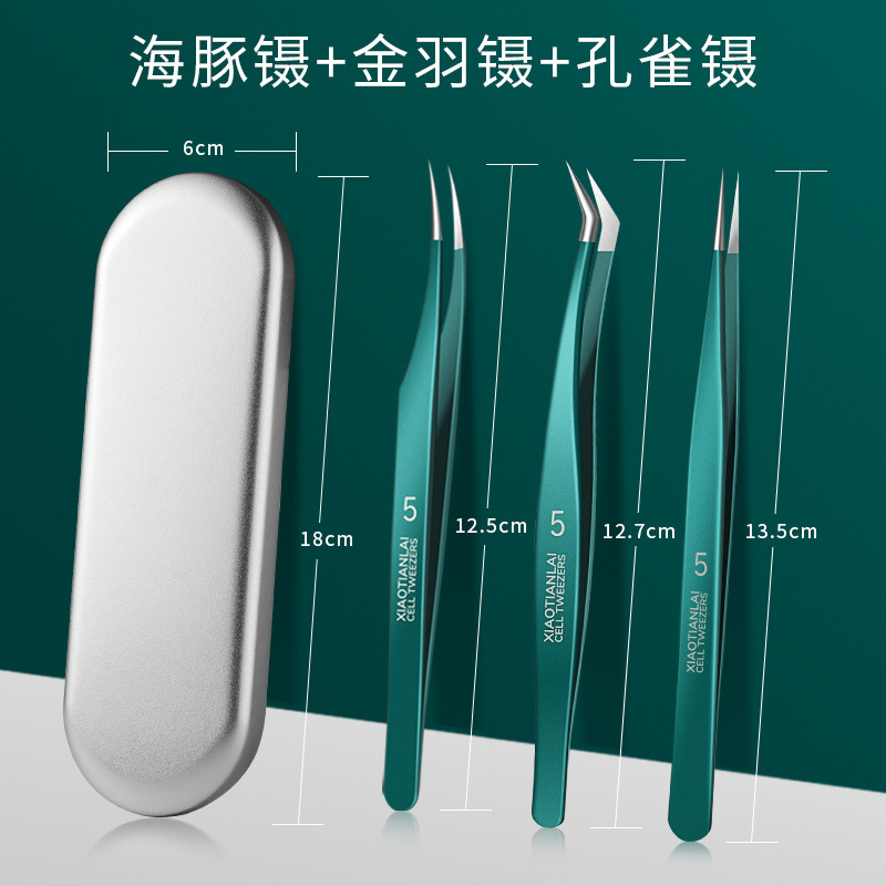 Dolphin clip set abierto pinzas de injerto de pestañas pinzas de injerto de pestañas herramientas de injerto de plumas de oro alto