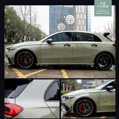 Gt Silver Gray Matte Black Auto Color Change Film - pet-crystal-khaki-green-152-17m-roll