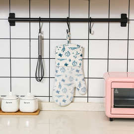 微波炉专用迷你面包车和平标志厨房烤箱手套,棉质长微波烤箱手套