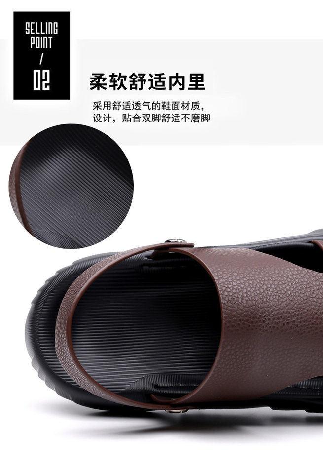 Dép sandal nam da bò lớp đầu mũi hở đế dày, dép đi biển da mềm đế êm — GA05 màu nâu, GA05 màu đen chi tiết 10