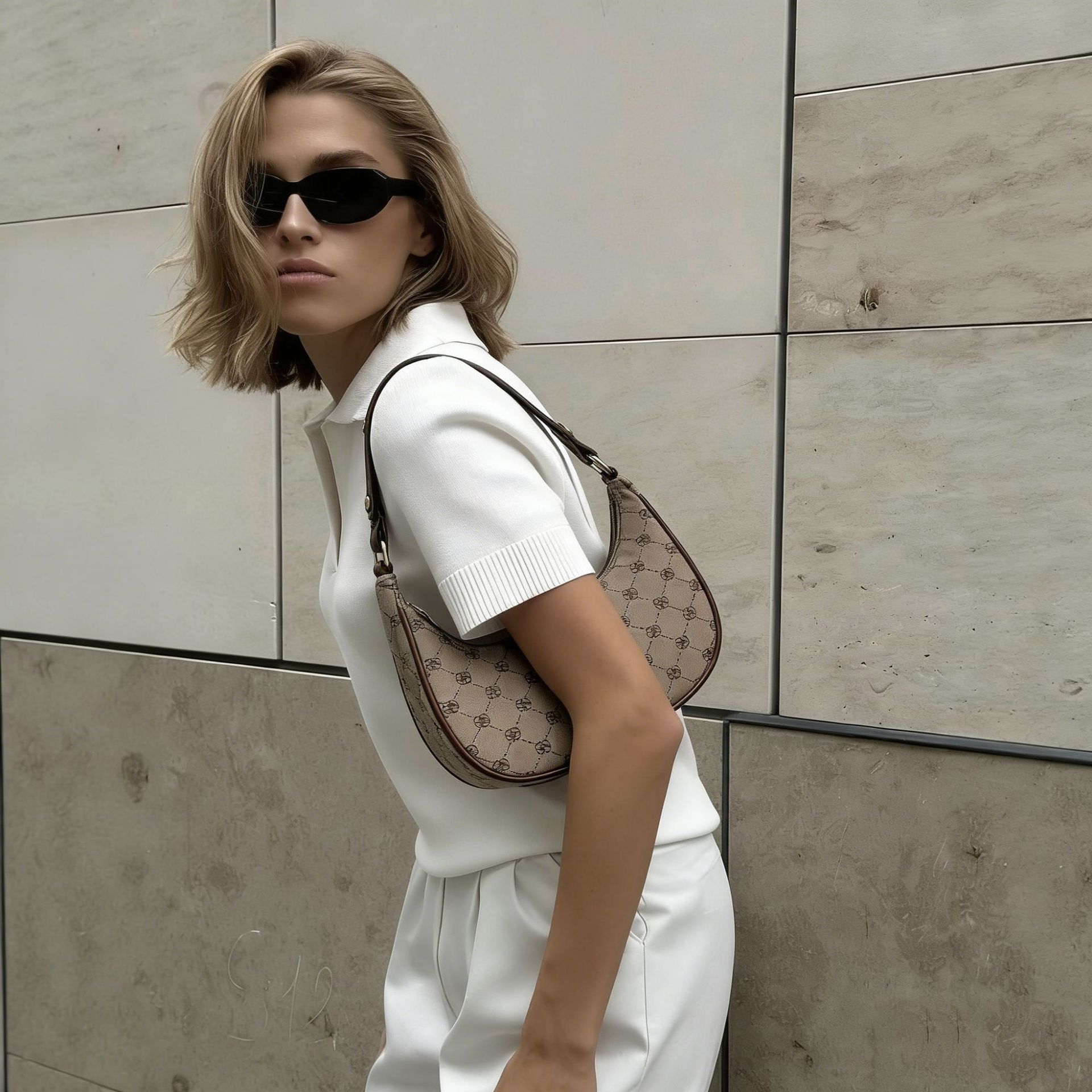 Women's Knitted Cropped Top Color Block Lapel Short-Sleeved Summer Elegant Commuter_voghion.com
