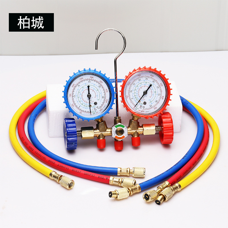 厂家直销汽车空调加氟表CT-536G 雪种压力表冷媒双表组阀工具套装