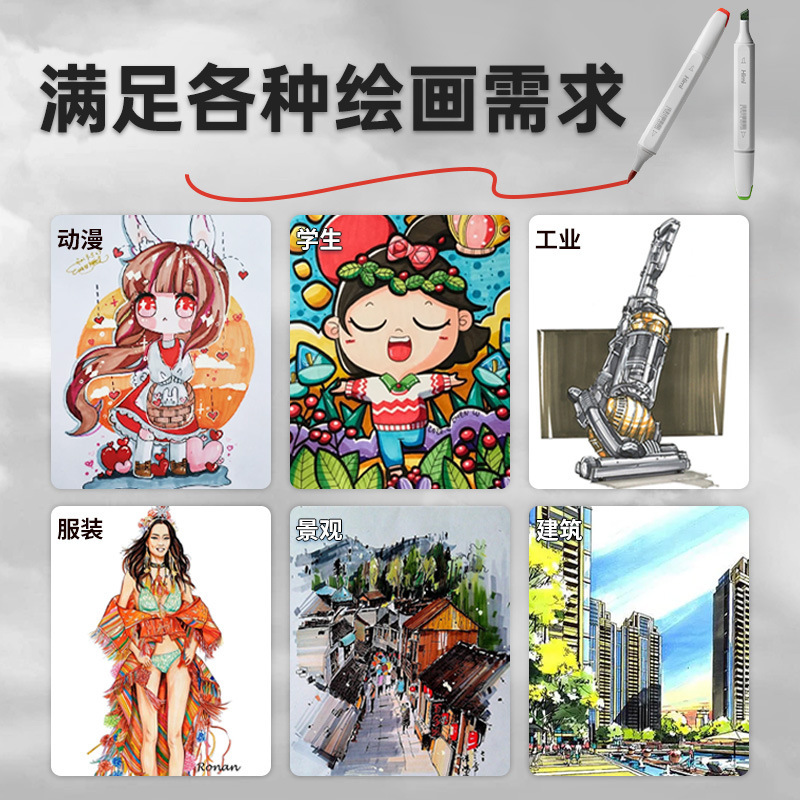 HIMI 無臭ソフトヘッドマーカーミア CC アルコール双頭マーカー手描きアニメーションデザインペイントブラシ|undefined
