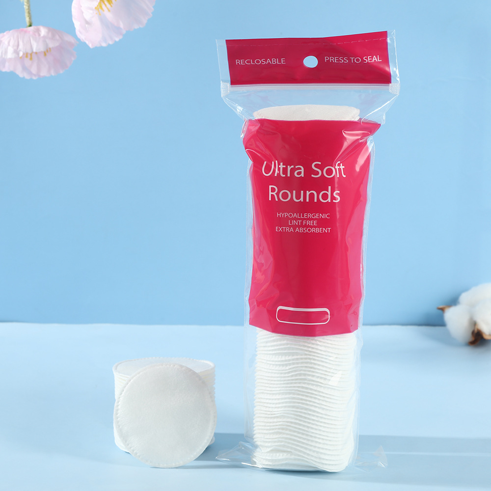 Transfronterizo redondo algodón cosmético agujero de agujero cerrado borde de tres capas de algodón desmaquillaje grueso 100 piezas de bolsa de algodón húmedo plano