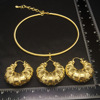 Copper metal jewelry, set, necklace and earrings, 24 carat