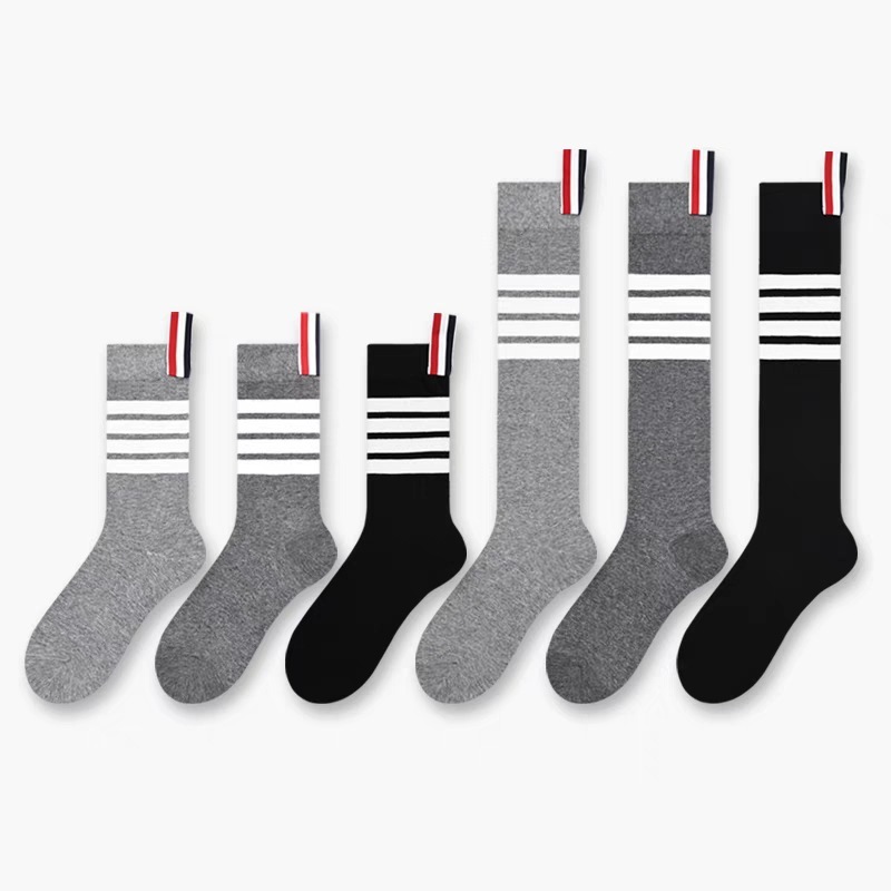 TB four bars gray mid-calf high calf socks pure cotton Japanese fashion brand jk women's college spring and summer socks