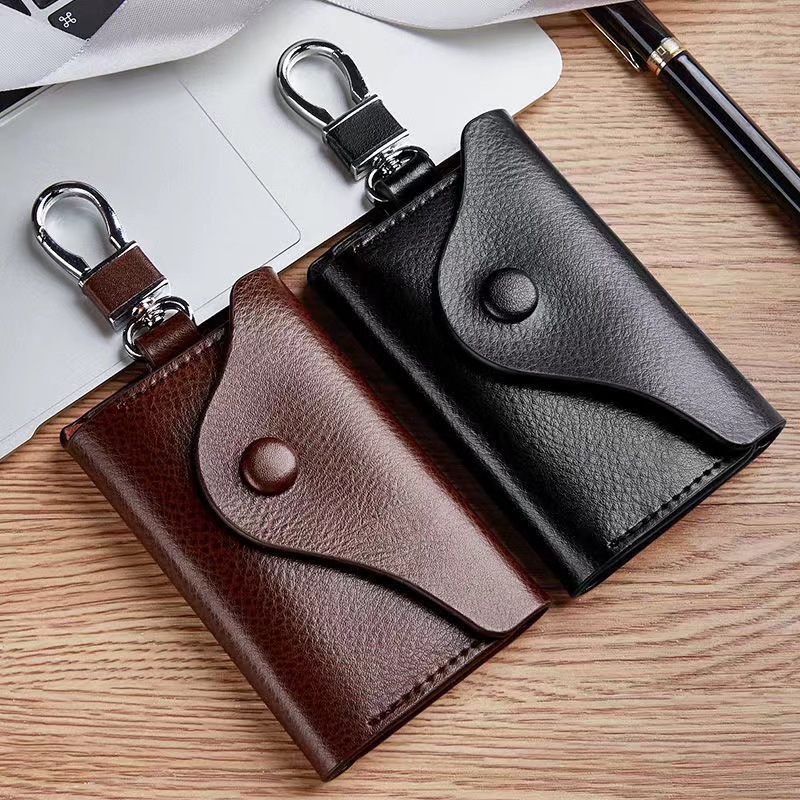 Estuche para llaves de cuero para hombres de alta gama Estuche para llaves de cintura multifuncional de gran capacidad Bolso para llaves universal de cuero para el hogar para mujeres
