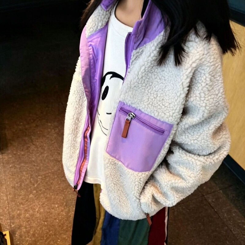 PA alternative classic color-block fleece stand-up collar jacket, new spring and autumn model, comfortable, warm, versatile, suitable for couples