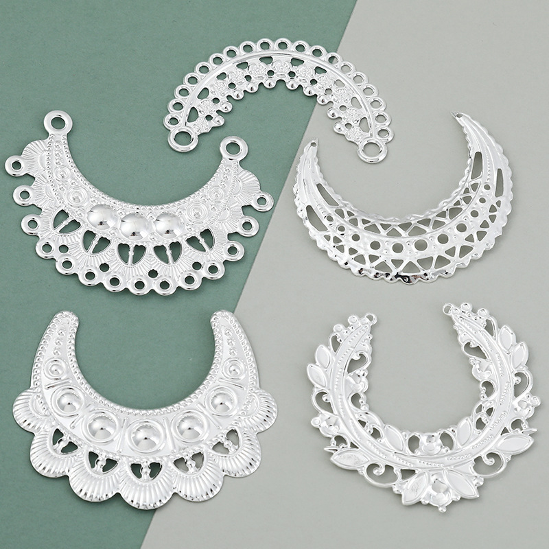 Guizhou Ethnic Minority Style Moon Silver Accessories, Metal Miao Ethnic DIY Headwear, Cultural and Creative Refrigerator Magnets, Wholesale Accessories
