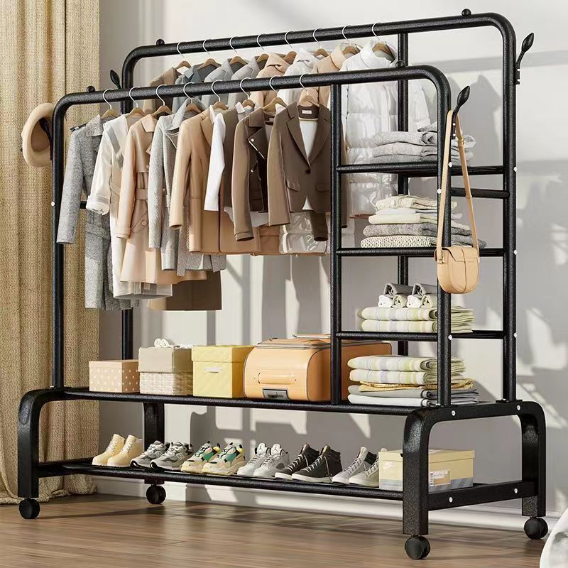 Clothes Drying Rack Floor-Standing Bedroom Household Clothes Rack Indoor Foldableing Clothes Rod Simple Storage Balcony Clothes Drying Rack