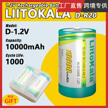 LiitoKala 跨境专供 D型10000毫安1号充电电池1.2V热水器镍氢电池