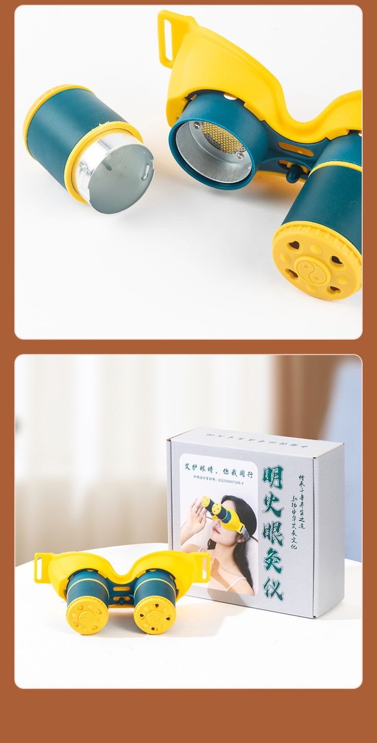 Silicone Eye Moxibustion Device Portable Eye Warming Massage Box with 216 Moxa Sticks for Home Relaxation in use