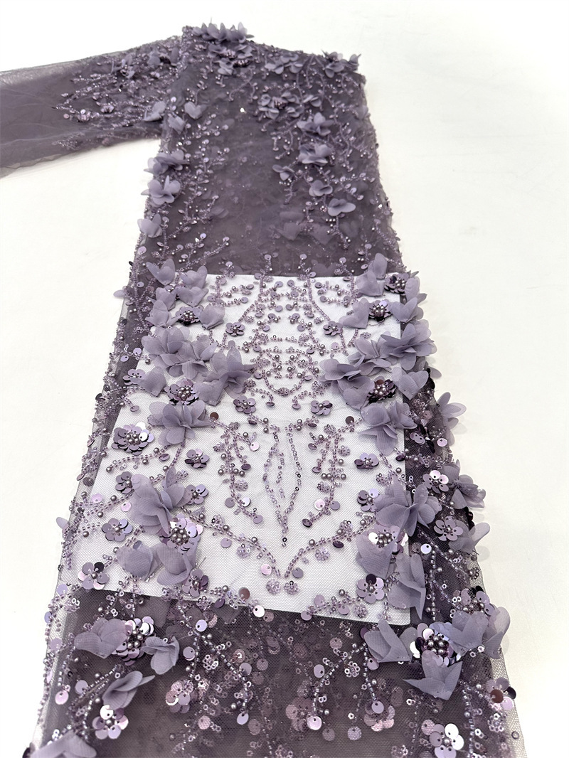 Flor de moda pegatinas tubo de perlas sequin tejido bordado vestido de novia vestido de moda vestido de tela pequeña tela de aire fresco image 9