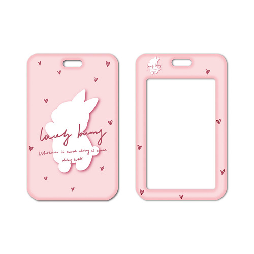 Cartoon card holder, student meal card, bus and subway access control card bag, retractable lanyard, easy-pull buckle, cute name tag protective cover