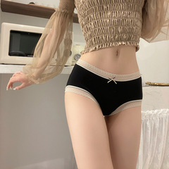 モダール素材のガーリーな宮廷風マスクパンツ、レディース純綿ミッドウエストシームレス大きいサイズレーストリム三角パンツ、軽やかな高級感