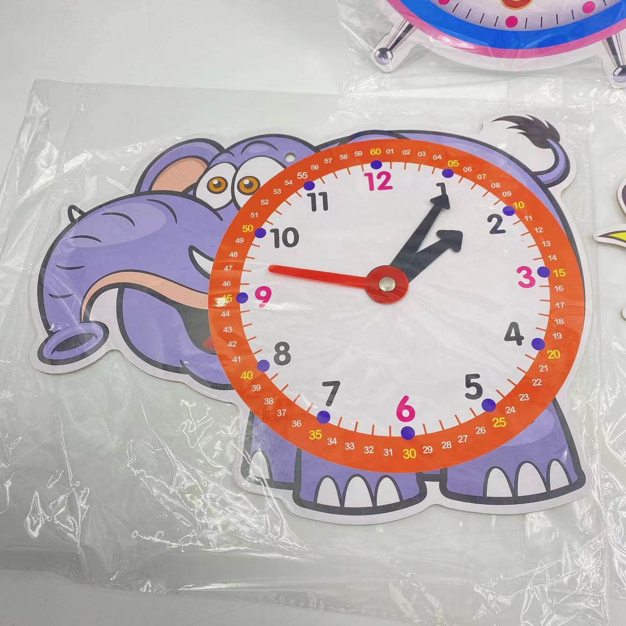 Tarjeta de reloj de enseñanza para niños herramientas de aprendizaje de la primera infancia Reconocimiento de reloj de cartón minuto y segundo dispositivo de aprendizaje de tres pines