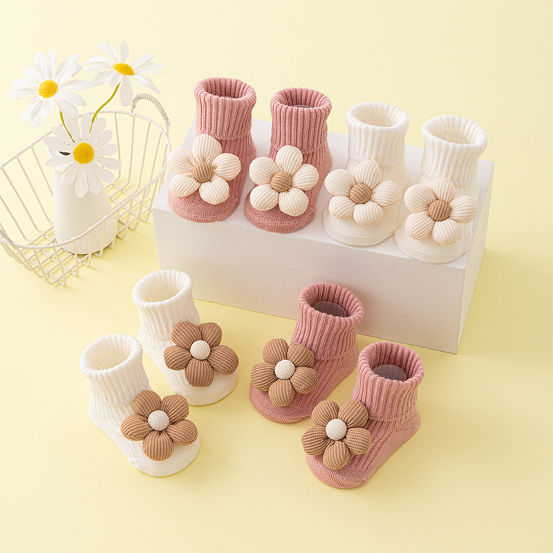 Newborn baby 0-1 year old baby spring and autumn a cotton tube dispensing non-slip toddler socks shoes cross-border wholesale