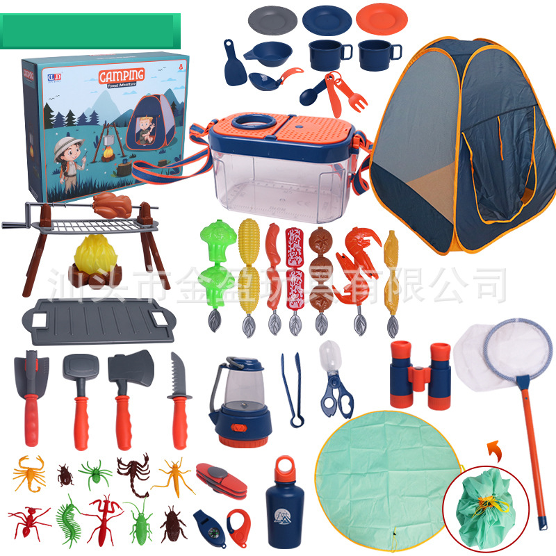 Juegos transfronterizos de campamento al aire libre para niños simulación de carpa de herramientas de supervivencia en el campo conjunto experimental de observación de insectos