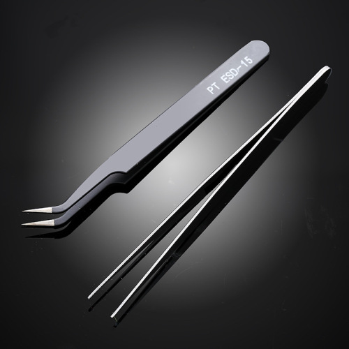 Tweezers Stainless Steel Elbow Straight Anti-static Tweezers Grafting Eyelashes Nail Art Pointed Tweezers Bird's Nest Hair Picking Tweezers