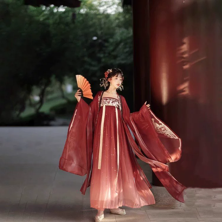 Оригинальная Hanfu Hua Rongzi юбка с большими рукавами и вышивкой грудной клетки