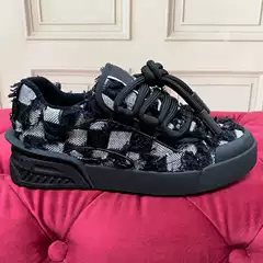 Foreign Trade 2024 New D Spring and Autumn Thick Sole Lightweight Breathable Cloth Casual Board Shoes Color Matching White Shoes Lovers Shoes