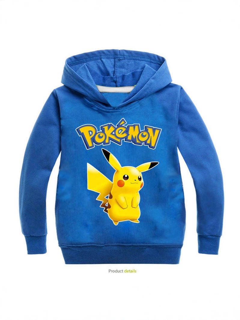 Хит продаж детская толстовка Pokemon go с принтом персонажа Пикачу, капюшон, свободная мультфильмная иностранная торговля