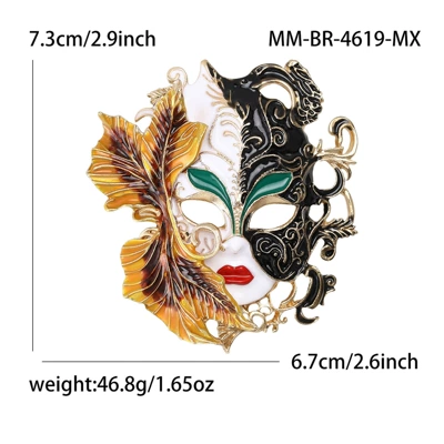 Carnival Mask Brooch Alloy | Yaxa sancaqları - mm-br-4619-mx
