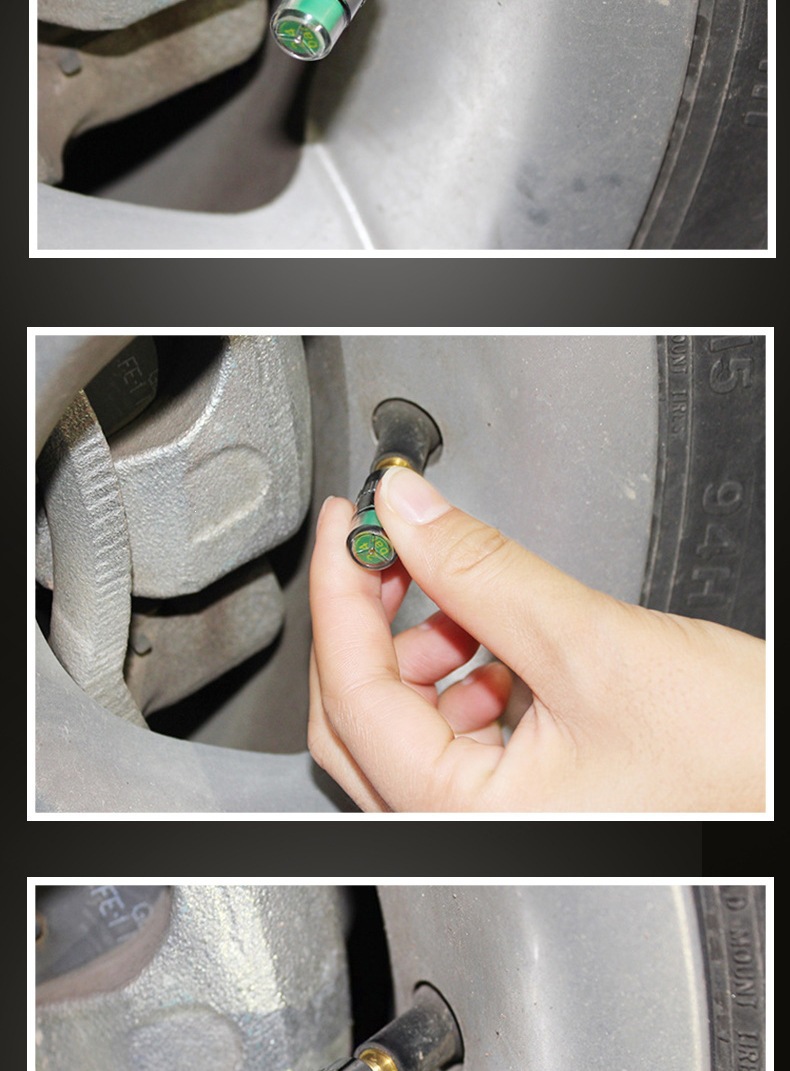 Universal Tire Pressure Monitoring Valve Cap, Car Tire Detection Device, Red, Yellow, and Green Three-Color Warning Tire Pressure Monitoring