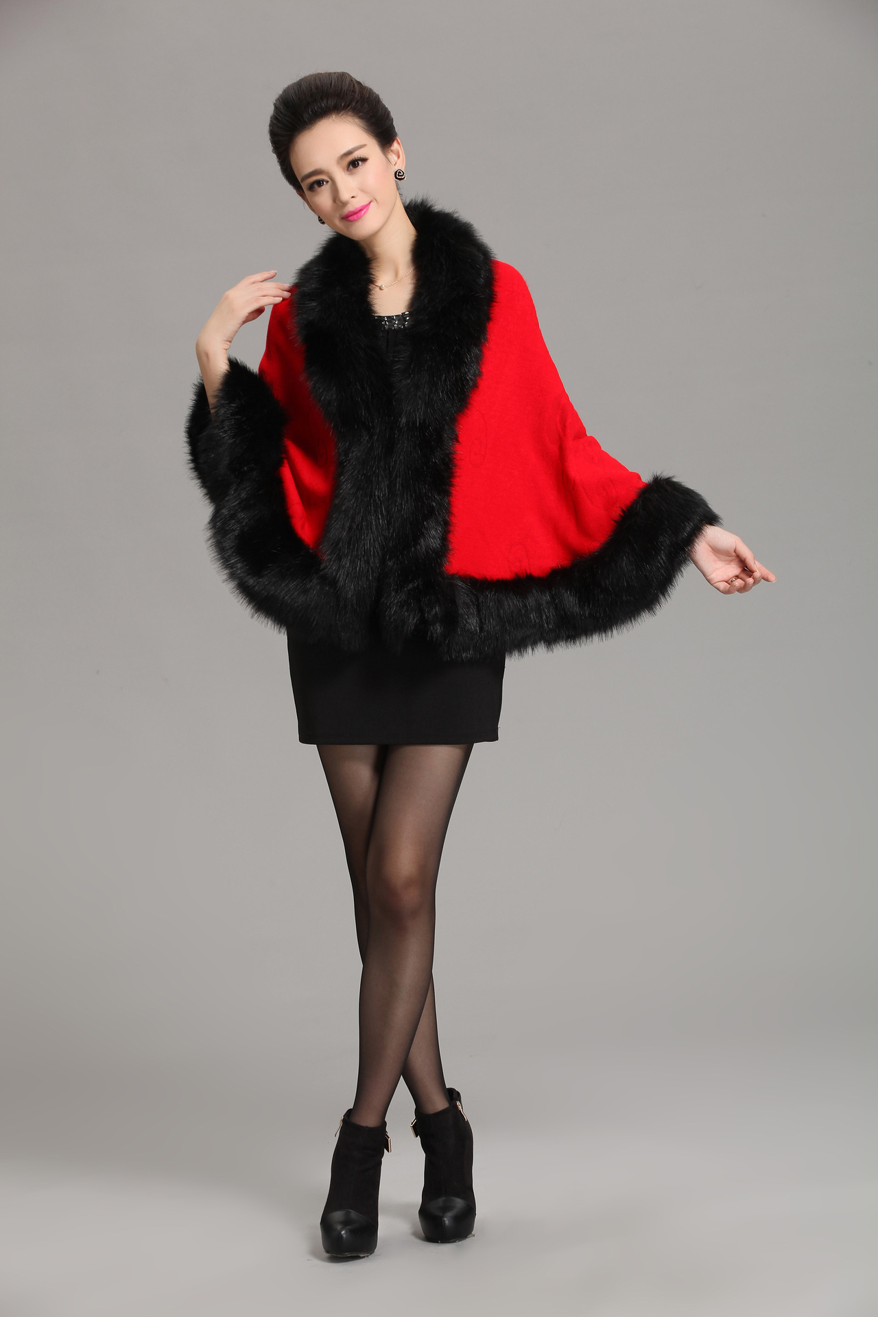new  fox fur shawl cape large size women's knitted cardigan jacket_voghion.com